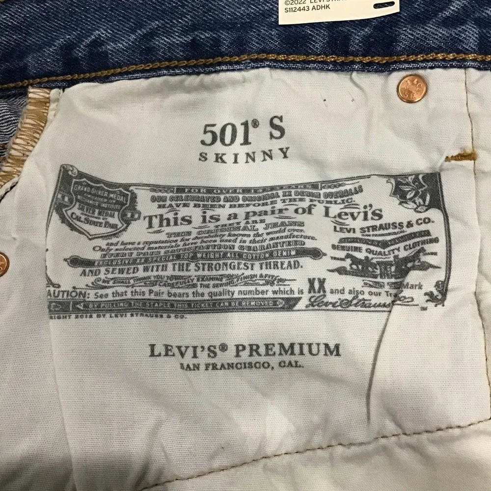 Levis 501 Women's 31 x 28‎ Blue High Rise Distressed  Skinny Jeans Size